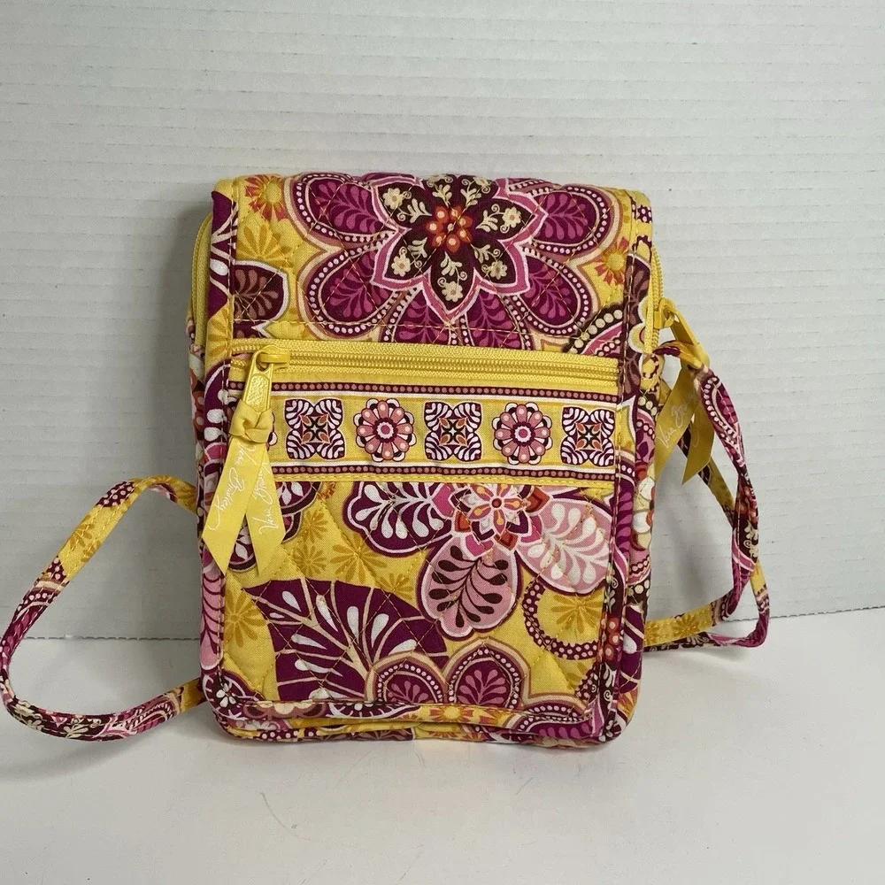 Vera Bradley Hipster In Floral Paisley Yellow Pink Crossbody Bag. Hardly Used